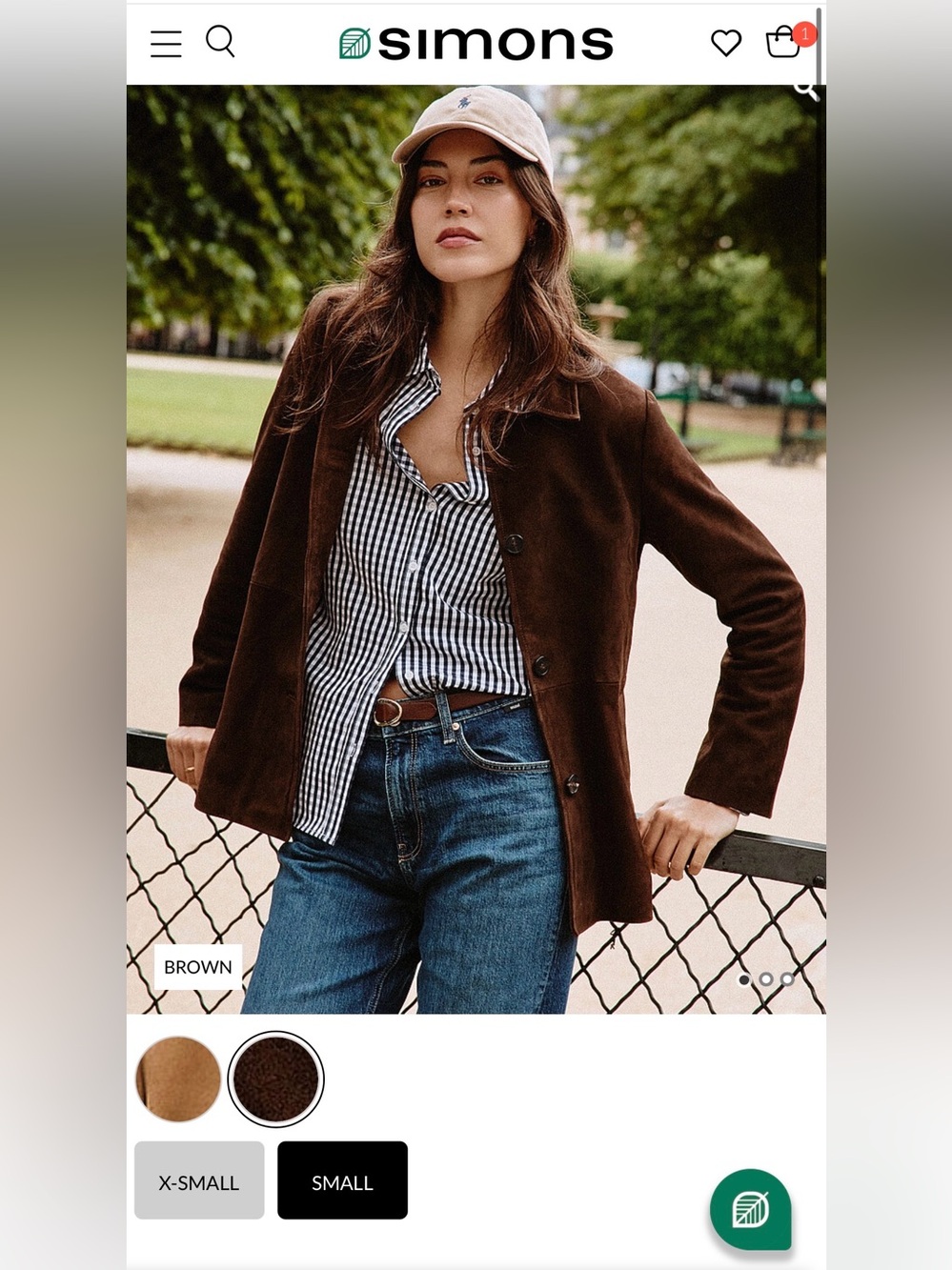 Brown 100% Suede Leather Jacket - Size S